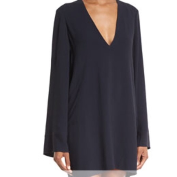 Helmut Lang Long-Sleeve V Neck MIDI Dress - Picture 1 of 4